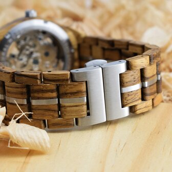 hout en staal horloge