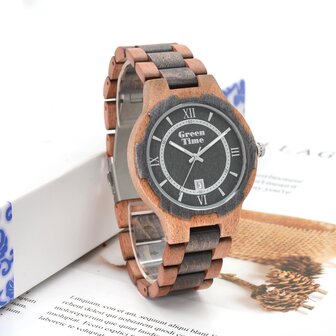 wood watch with date