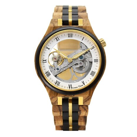 goud houten horloge
