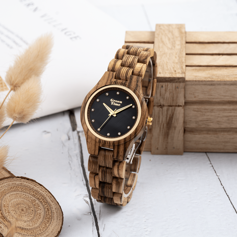 zebrano hout horloge