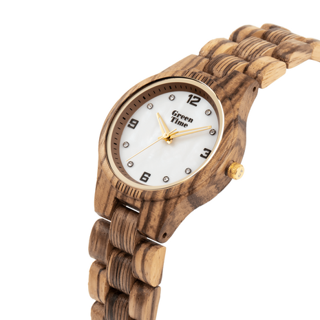 zebrano houten horloge